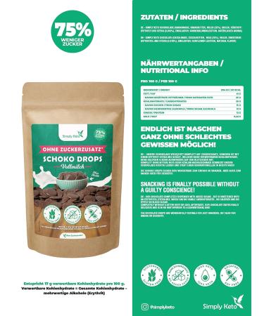 Simply Keto Lower Carb Chocolate Drops 200g | Sugar-Free Full Milk Snack | Ideal for Keto & Low-Carb Diets - Buy Online on GoSupps.com
