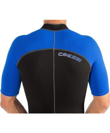 Cressi Men's Full Front Zip Wetsuit for Swimming, Snorkeling, Scuba Diving - Lido Short, Medium Black/Blue - Buy Online on GoSupps.com