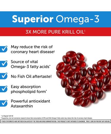 MegaRed Krill Oil 750mg Omega 3 Supplement | EPA  DHA  Astaxanthin & Phopholipids | Supports Heart  Brain  Joint  and Eye Health | No Fish Oil Aftertaste | 80 Softgels - Buy Online on GoSupps.com