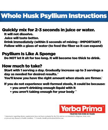 Yerba Prima Psyllium Husk, 12 Ounce - Whole Husk Fiber Supplement, Vegan, No Sugar or Artificial Sweeteners, Non GMO, Gluten Free - Buy Online on GoSupps.com