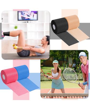 4 Pieces Foam Underwrap Athletic Tape for Ankles Wrists Knees, 2.75 x 30 Yards - Black Beige Navy Blue Rose Red - Buy Online on GoSupps.com