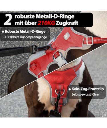Huntboo Safety Harness for Large Dogs - No Escape Reflective Vest with Padded Handle Adjustable for Comfortable Walks (Red L) - Buy Online on GoSupps.com