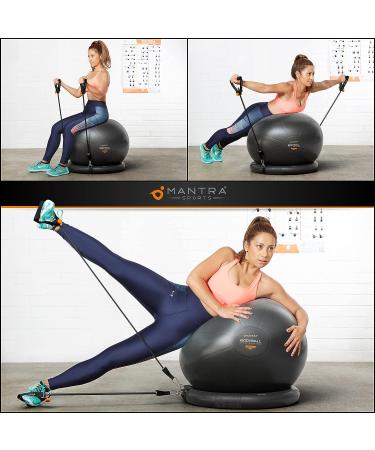Exercise Ball Chair with Resistance Bands & Stability Base | Black 65cm Yoga Ball for Fitness, Pregnancy, Pilates | Home Gym & Office Workouts | Physio & Birthing Support - Buy Online on GoSupps.com