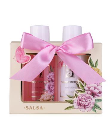 Accentra - shower set women gift set Sweet Peony in a beautiful gift box - 2 -part care set with shower gel and body lotion - wellness gift set for Valentine's Day Mother's Day & Christmas