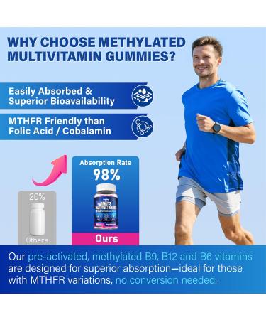 Methylated Multivitamin Gummies for Men - Mens Multivitanins Gummy with Vitamins A C D K E Methylated Folate B Complex Probiotics Omega-3 CoQ10 Herbal Blend - Support Energy & Immune Health Mixed Berries 60 Count (Pac  - Buy Online on GoSupps.com