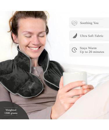 Qomfor Wheat Bags Microwavable Neck and Shoulder - Soothing Wheat Bag Microwavable - Wheat and Lavender - Microwave Heat Pad for Period Pain Relief Back Pain and Stress Relief (Dark Grey) - Buy Online on GoSupps.com