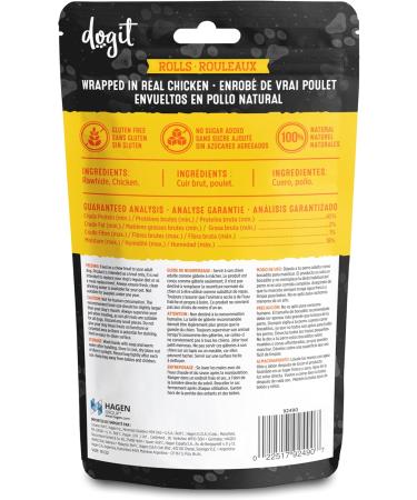Dogit Snack Bar Rawhide Dog Treats Chicken-Wrapped Rolls 2 pcs Dog Treats for Large Dogs Dog Chews Friandise Pour Chien Rawhide Dog Chews Gaterie Pour Chien - Buy Online on GoSupps.com