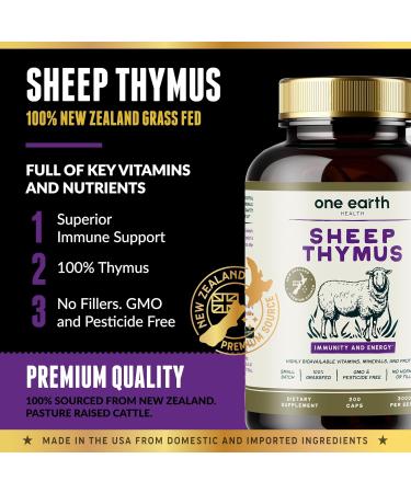One Earth Health Grass Fed Thymus - New Zealand Sourced Thymus. 3 000mg per Serving 200 Count - Buy Online on GoSupps.com
