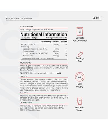 Buy Antarctic Krill Oil 1000mg - Wild-Caught High Omega 3s EPA DHA Astaxanthin | 60 Halal Softgels - 2 Months Supply | Sustainably Sourced - Buy Online on GoSupps.com