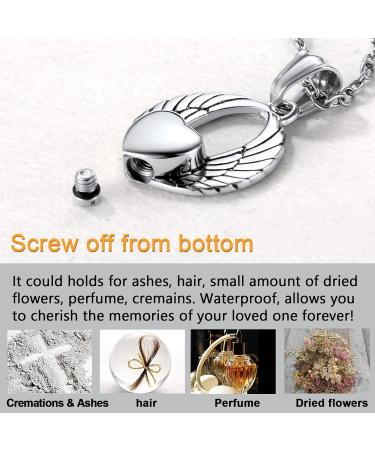 U7 Women's Cremation Urn Necklace - Celtic Knot Dog Feet Wing & Crucifix - Stainless Steel Pendant for Ashes - Adjustable Burial Jewelry for Men - 04 Silver - Buy Online on GoSupps.com