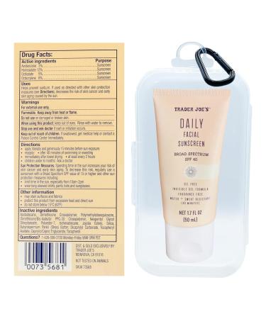 Trader Joe's Daily Facial Sunscreen SPF 40 - Pack of 2 with Clear Carrying Case | Broad Spectrum Protection for All Skin Types - Buy Online on GoSupps.com