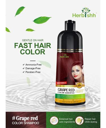Herbishh Hair Color Shampoo for Gray Hair - Grape Red 500ml | Long-Lasting 3-in-1 Magic Hair Dye Shampoo - Ammonia-Free - Buy Online on GoSupps.com