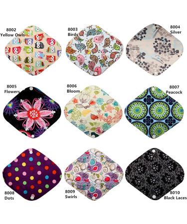 12 Pieces 8 Inch Charcoal Bamboo Mama Cloth/Menstrual Pads/Reusable Sanitary Pads/Panty Liners - You Choose 12 from 25 Designs and Send The Message to Me - Buy Online on GoSupps.com