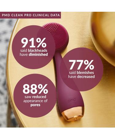 PMD Clean Pro: Smart Face Cleaning Device with Silicone Brush & Anti-Aging Massage - Waterproof SonicGlow Technology for Lifting Skin - Berry - Buy Online on GoSupps.com