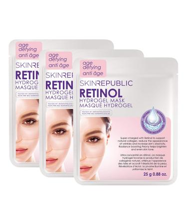 Skin Republic Retinol Hydrogel Face Mask Sheet Treatment Reduces Wrinkles Collection (3 Pack)