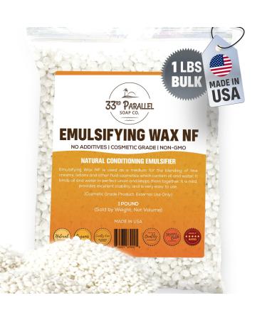 Non-GMO Emulsifying Wax NF Pastilles (1 LBS / 16 OZ) 100% Natural Plant Derived | For Lotions, Creams, Soap Making, Hair Products | Cosmetic Grade | Product of USA | 1 POUND 16 Ounce (Pack of 1)