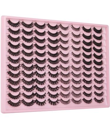 ALICROWN 48 Pairs Russian Strip Lashes 8 Styles Mixed Faux Mink Eyelashes D Curl Strip Lashes Natural Look Lashes Pack A-48 Pairs