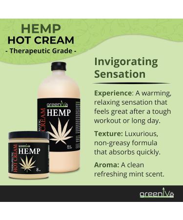 GreenIVe Hemp Hot Cream | Warming Massage Lotion with Camphor & Menthol | Topical Body & Muscle Rub (8 Fl Oz) 8 Fl Oz (Pack of 1) - Buy Online on GoSupps.com