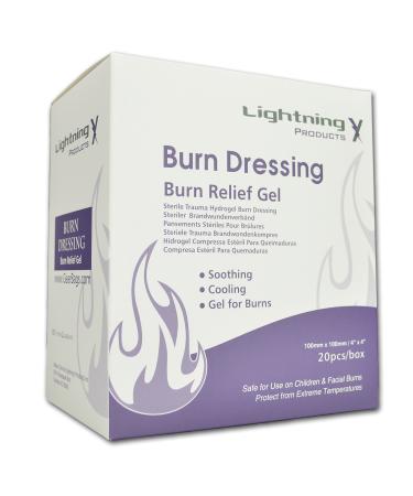 Lightning X Cooling Burn Relief Gel 4" x 4" Trauma Burn Dressing - Box of 20 pcs