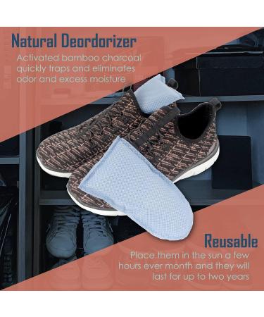 BambooMN Activated Charcoal Shoe Inserts - 10 Pairs Odor Absorbing & Moisture Eliminating 100g Each - Eco-Friendly Black Inserts for All Shoes - Buy Online on GoSupps.com