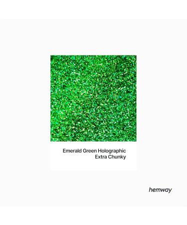 Hemway Premium Ultra Sparkle Emerald Green Holographic Glitter | Extra Chunky Metallic Flake for Arts Cosmetics and Festivals - 100g/3.5oz - Buy Online on GoSupps.com