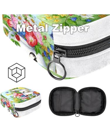 Sanitary Napkin Storage Bag | Period Tampon Makeup Pad Pouch | Butterfly Flowers Birds Design - Buy Online on GoSupps.com