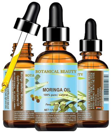 Botanical Beauty Moringa Oil 100% Pure/Natural/Undiluted Cold Pressed Carrier Oil. 1 Fl.oz.- 30 ml. For Skin Hair Lip And Nail Care. "Moringa Oil Is A Nutrient Dense High In Palmitoleic