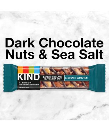 KIND Nut Bars Dark Chocolate Nuts and Sea Salt - Gluten Free, 1.4 oz, 60 Count, 5g Sugar, 6g Protein - Buy Online on GoSupps.com