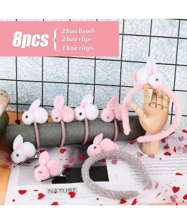Shop UFLF Easter Bunny Hair Accessories Set | 4 Hair Ties + 2 Hair Ripes + 2 Rabbit Clips for Girls - Buy Online on GoSupps.com