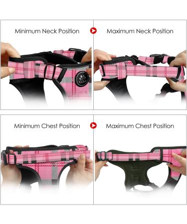 Nestrooad Checked Pink Dog Harness for Medium-Sized Dogs | Anti-Draw Padded Safety Belt | Neck 33-43cm Chest 43-64cm - Buy Online on GoSupps.com
