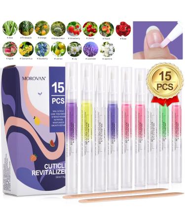 Morovan Nail Cuticle Oil Pen Gel Nail Oil Pen Nail Nourishment Polish with Natural Ingredients Nail Softener and Strengthener for Damaged Nails (15PCS) 15 Count (Pack of 1)
