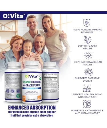 VITA Organic Turmeric with Black Pepper - Joint, Heart, and Immune Health Support (60 USDA Organic Non-GMO Vegan Tablets) - Buy Online on GoSupps.com
