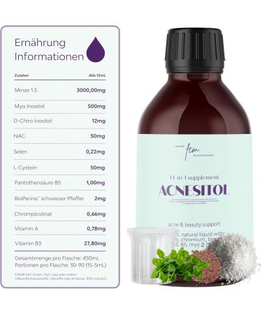 Inositol Fem Acnesitol 3000mg - Hormonal Acne Solution Female Balance | 14-in-1 Formula with Myo & D-Chiro Inositol NAC Niacin Vitamin A Selenium Zinc Chromium & BioPerine - Buy Online on GoSupps.com
