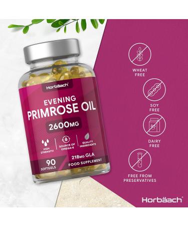 Evening Primrose Oil 2600mg | High Strength Omega 6 & GLA | 90 Softgels by Horbaach - Buy Online on GoSupps.com