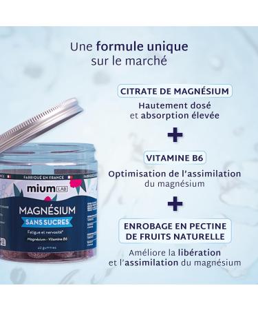 Mium Lab - Magnesium Citrate 300mg - Superior Absorption to Marine Magnesium - Vitamin B6 - Reduces Fatigue Stress and Nervousness - 1 Treatment of 21 Days - Made in France - Buy Online on GoSupps.com