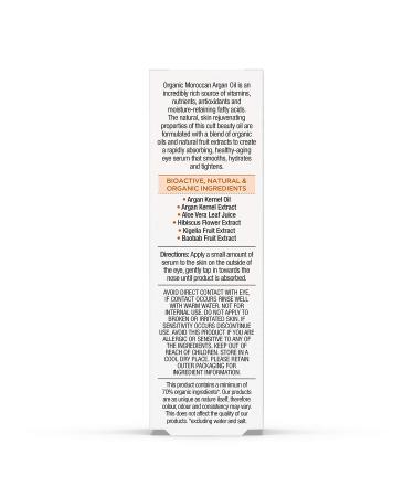 Dr Organic Moroccan Argan Oil Eye Serum 30ml - Hydrating Anti-Aging Treatment - Buy Online on GoSupps.com