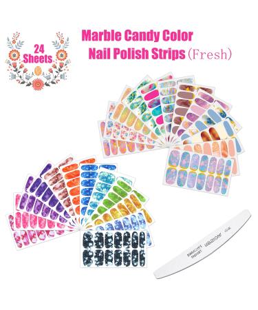 Buy JERCLITY 336 Pieces Marble Nail Polish Strips - Self-Adhesive Gel Nail Decals for Women & Girls - 24 Fresh Style Sheets with Nail File - International Shipping Available - Buy Online on GoSupps.com