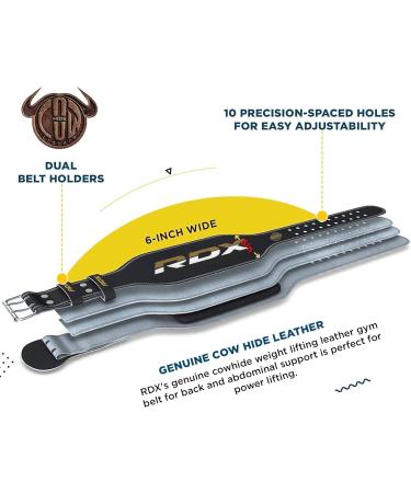 Buy RDX 6 Adjustable Weightlifting Belt for Men & Women | Durable Leather Powerlifting & Bodybuilding Gym Belt | Fits 29-33 Inches - Buy Online on GoSupps.com