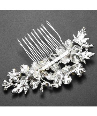 Bahderaus Wedding Bridal Hair Combs Vintage Imitation Crystal Hairpins Prom Jewelry Gold Silver Flower Pattern Hair Accessories Pins Women Silver - Buy Online on GoSupps.com