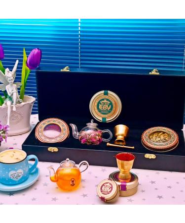 Luxurious Saffron Gift Box for Chefs: 5 Gr Grade A+ Organic Super Negin Coupe Saffron Threads Green Cardamom Rose Bud Tea Dried Saffron Teapot Small Brass Mortar and Pestle (Black Leather Box) - Buy Online on GoSupps.com