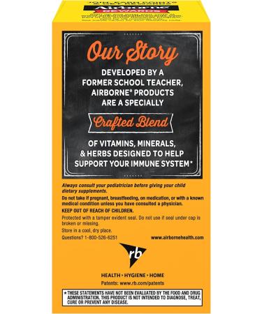 Airborne 1000mg Vitamin C Chewable Tablets with Zinc - 64 Chewable Tablets, Very Berry Flavor, Immune Support Supplement - Buy Online on GoSupps.com