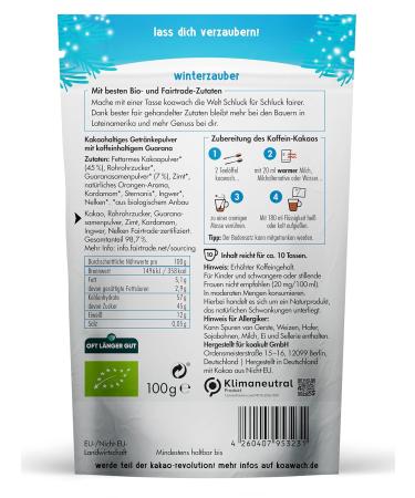Koawach Spring Set - Organic Vegan Caffeine Cocoa with Guarana - Fairtrade Gift Set (4x100g) - Delicious Flavors - Buy Online on GoSupps.com