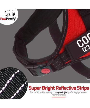 Pawpawify Red Dog Harness for Pulling - Custom Name & Phone Durable No Tugging/Choking Training & Walking 20-25in Chest - Buy Online on GoSupps.com