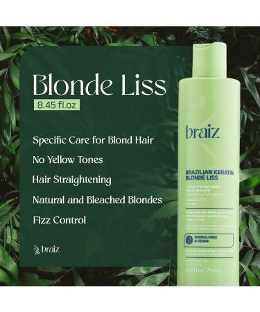 Buy Braiz Blonde Liss 8.45oz Brazilian Keratin Hair Treatment for Bleached & Blond Hair | No Frizz No Yellow Tones International Shipping Available - Buy Online on GoSupps.com