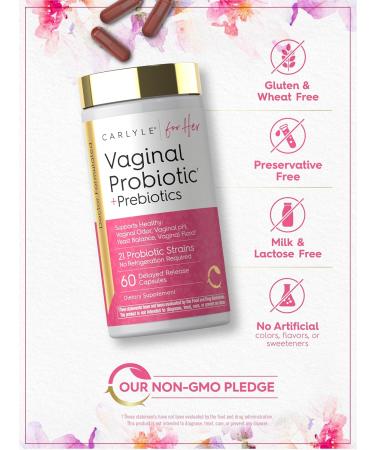 Carlyle Vaginal Probiotics for Women | 60 Capsules | with Prebiotics | Supports Healthy Odor pH Yeast Balance and Flora | Vegan Non-GMO Gluten Free | for Her - Buy Online on GoSupps.com