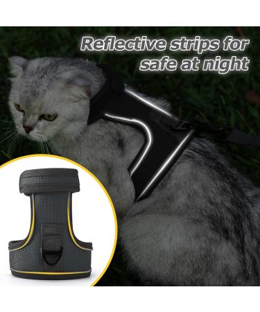 HEYWEAN Cat Harness and Leash Set - Escape Proof Kitten Harness for Outdoor Walking - Adjustable and Reflective - Dark Grey - Sizes S, M, L - Buy Online on GoSupps.com