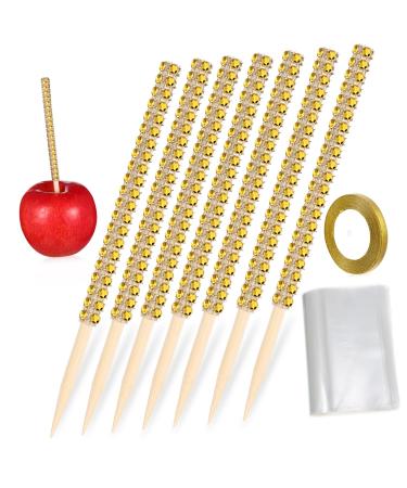 ABOOFAN 1 Set Apple Stick Cocktail Garnish Caramel Sticks and Chocolate Stick Gold Party Apples Sticks Stocking Stuffer Dessert Sticks Party Sticks Cake Kit Flash Cake Stick Wood