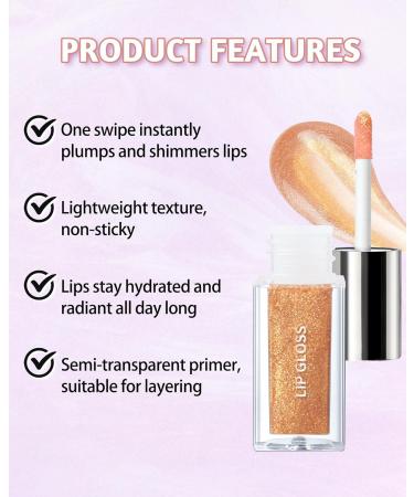  Lestpola Liquid Glitter Lipstick Light Pink 3D Moisturizing Holographic Volume Shiny with Very Delicate Color Veil Durable Waterproof Non Sticky Glitter Makeup for Women-03 - Buy Online on GoSupps.com