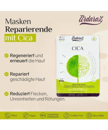 Moisturizing Cloth Masks Set - 5 Masks with Cica Serum & Centella Asiatica for Repaired Calmed Skin | Ardaraz - Buy Online on GoSupps.com
