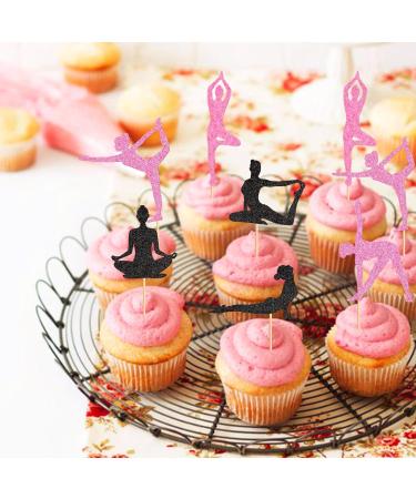Ercadio 36 Pack Yoga Cupcake Toppers Black Glitter Yoga Balance Cupcake Picks Women Girls Yoga Cake Decorations for Gym Sports Yoga Theme Birthday Party Cake Decorations Supplies - Buy Online on GoSupps.com